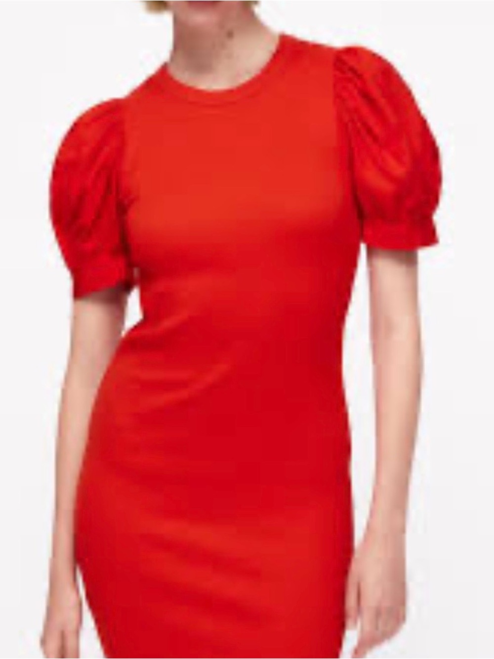 Zara Red Puff-Sleeve Mini Dress (SKU866)